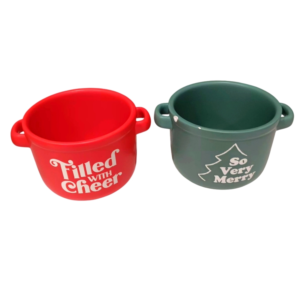 Festive Red and Green Holiday Bowls